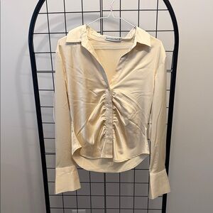 Elegant Cream Ruched Women's Top